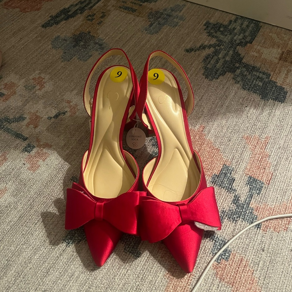 Jessica Simpson Red Bow Slingback Heels
